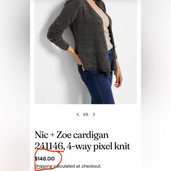 Nic & Zoe Knit Cardigan Sweater black white New size small - Picture 14 of 16